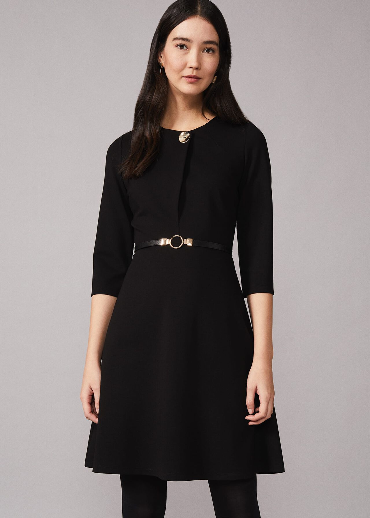 Romina Belted Ponte Swing Dress | Phase Eight