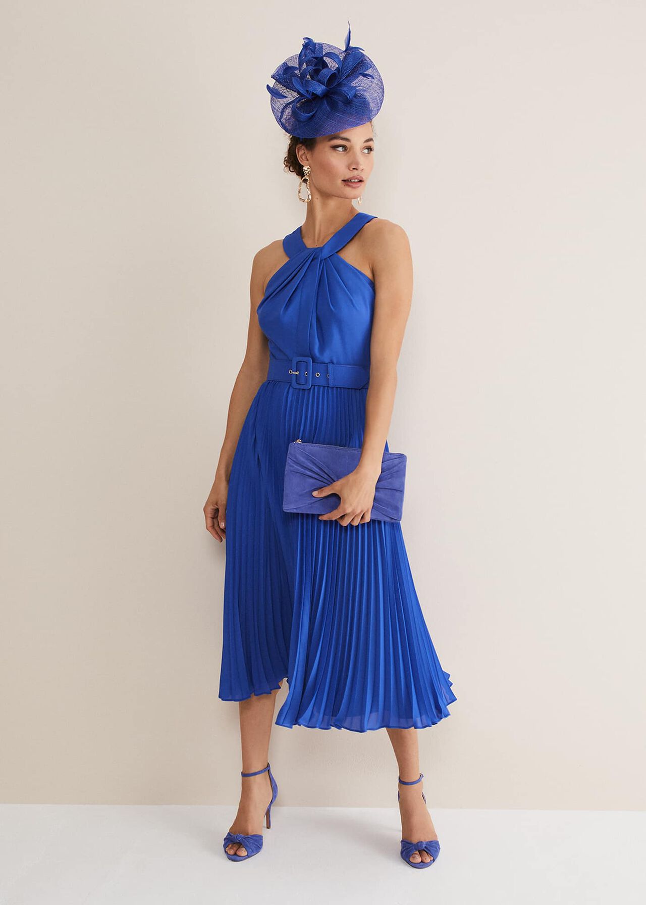 Yas Blue Halterneck Midi Dress