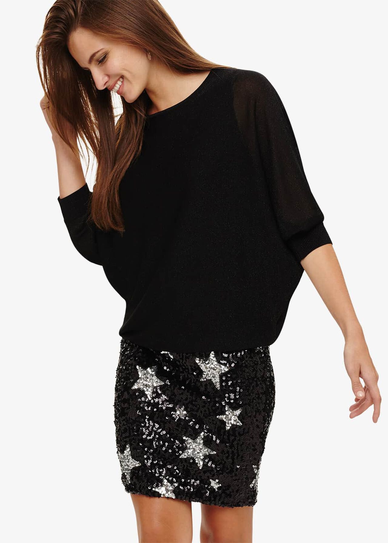 Geonna Star Sequin Knitted Dress | Phase Eight