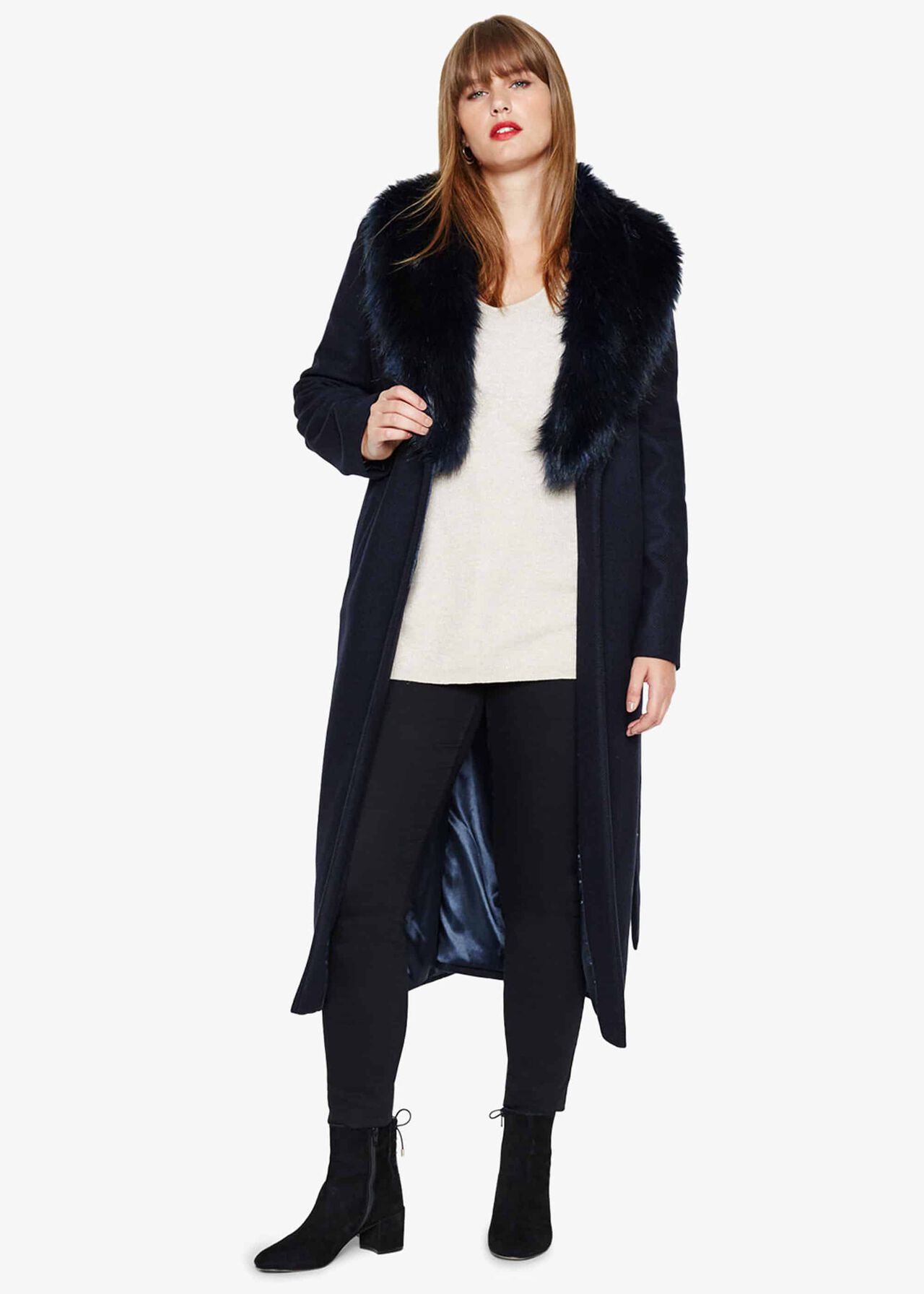 Fergie Faux Fur Collar Coat | Phase Eight