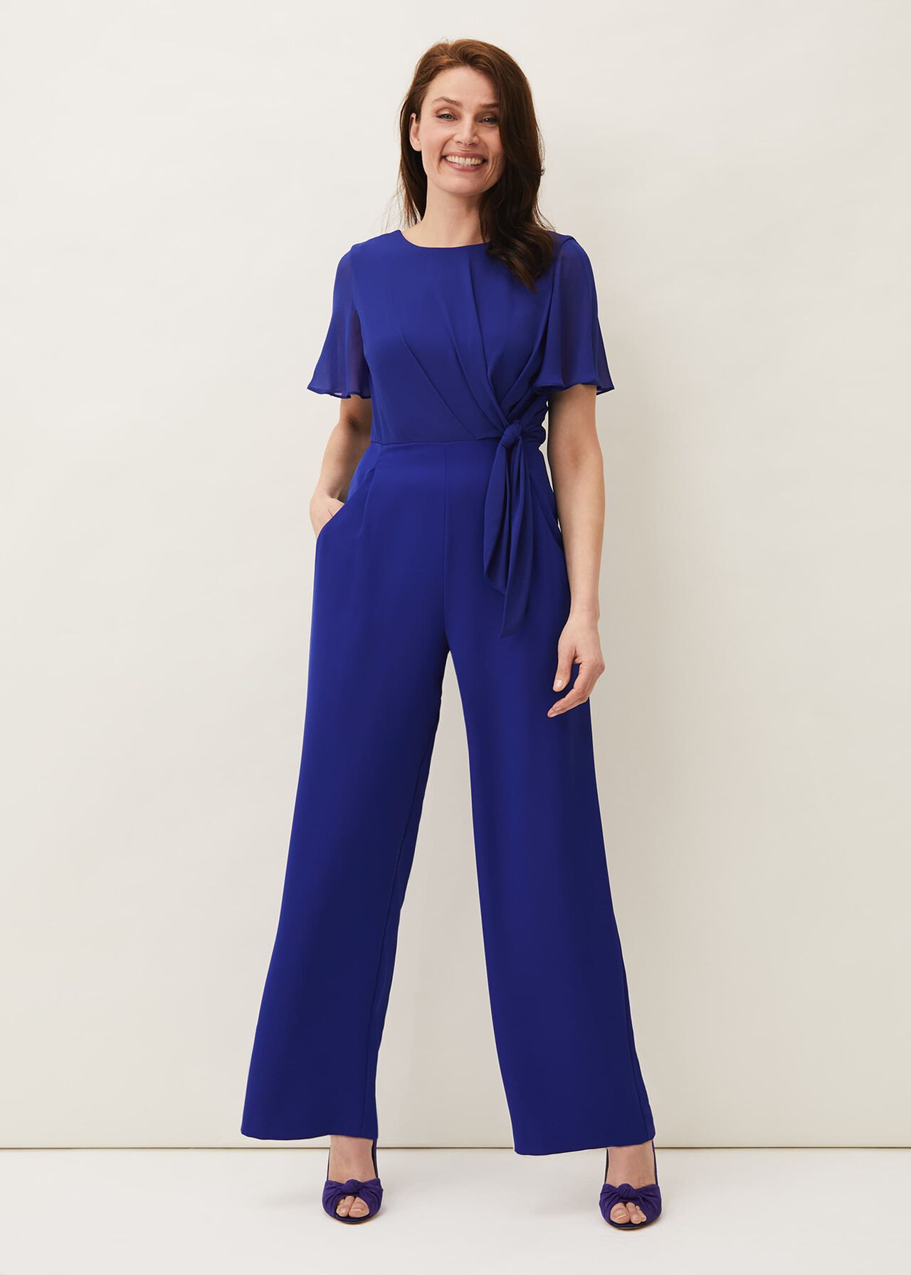 Georgette Knot Bodice Jumpsuit | Phase Eight