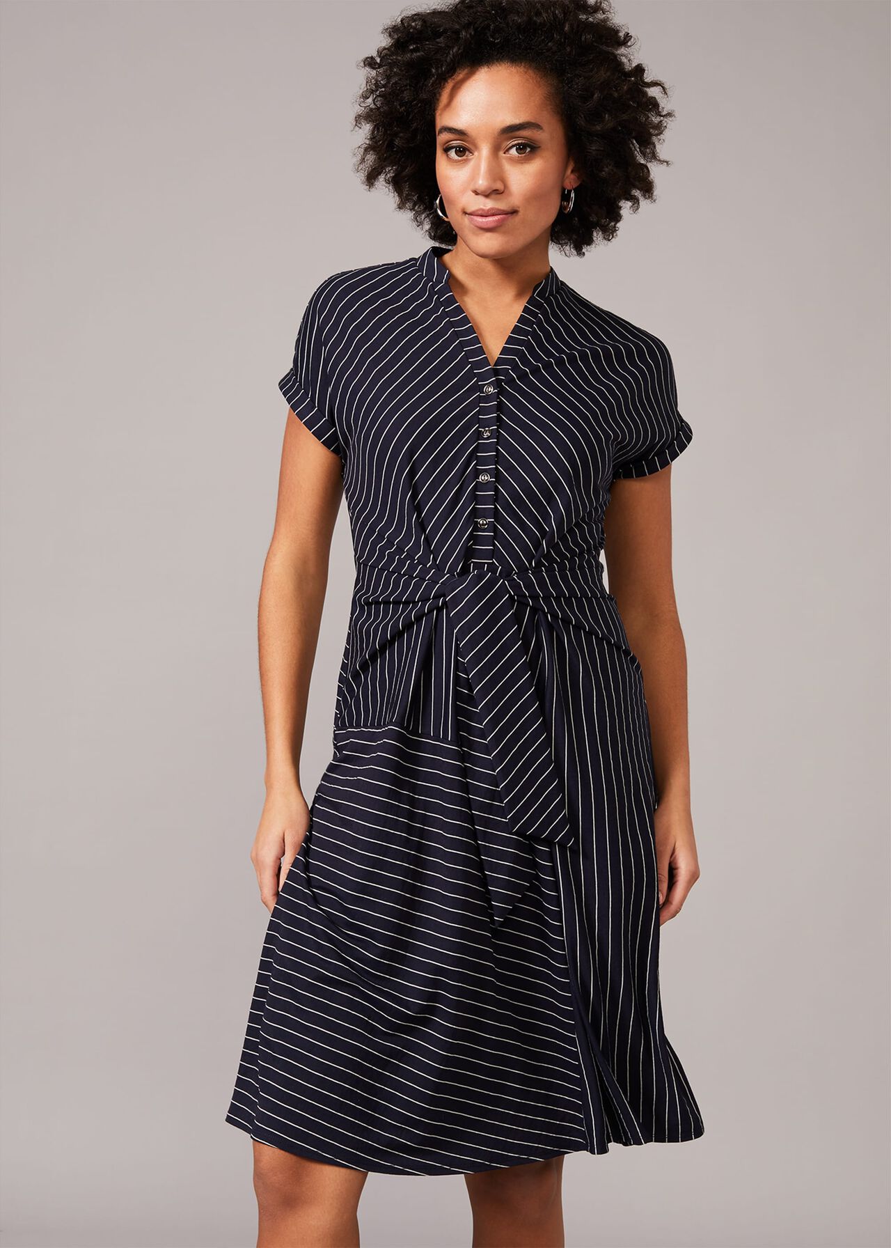 Sierra Stripe Tie Waist Dress | Phase Eight