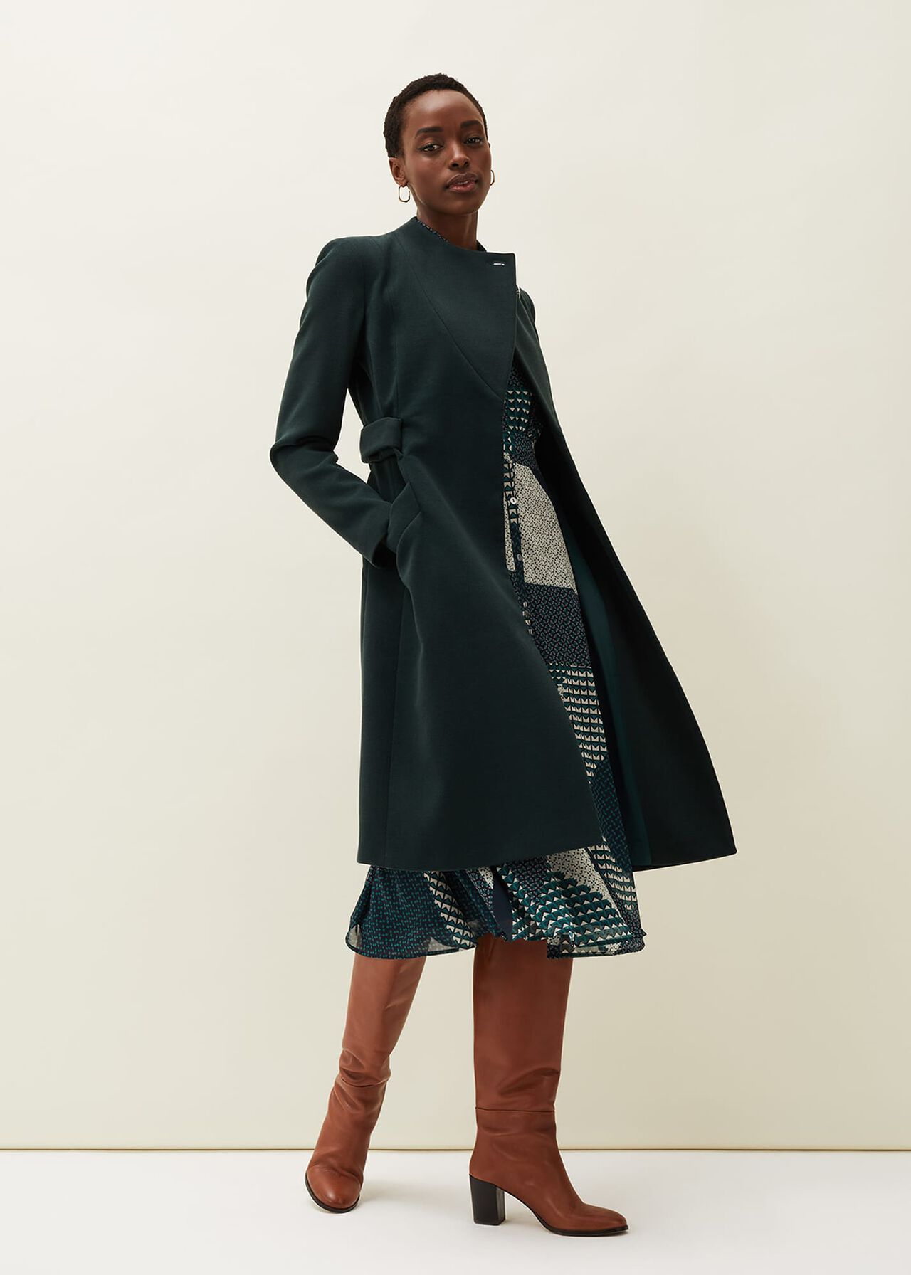 Susie Collarless Wrap Coat | Phase Eight