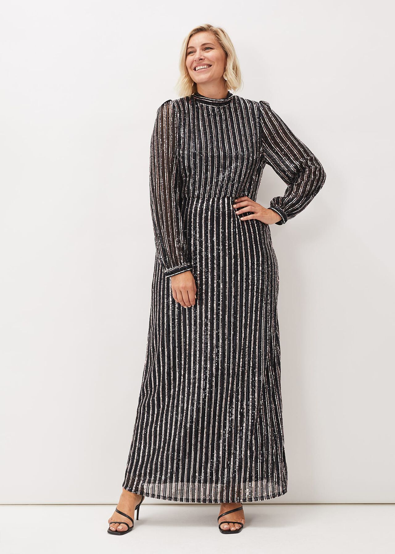 Jaylin Sequin Stripe Maxi Dress | Phase Eight