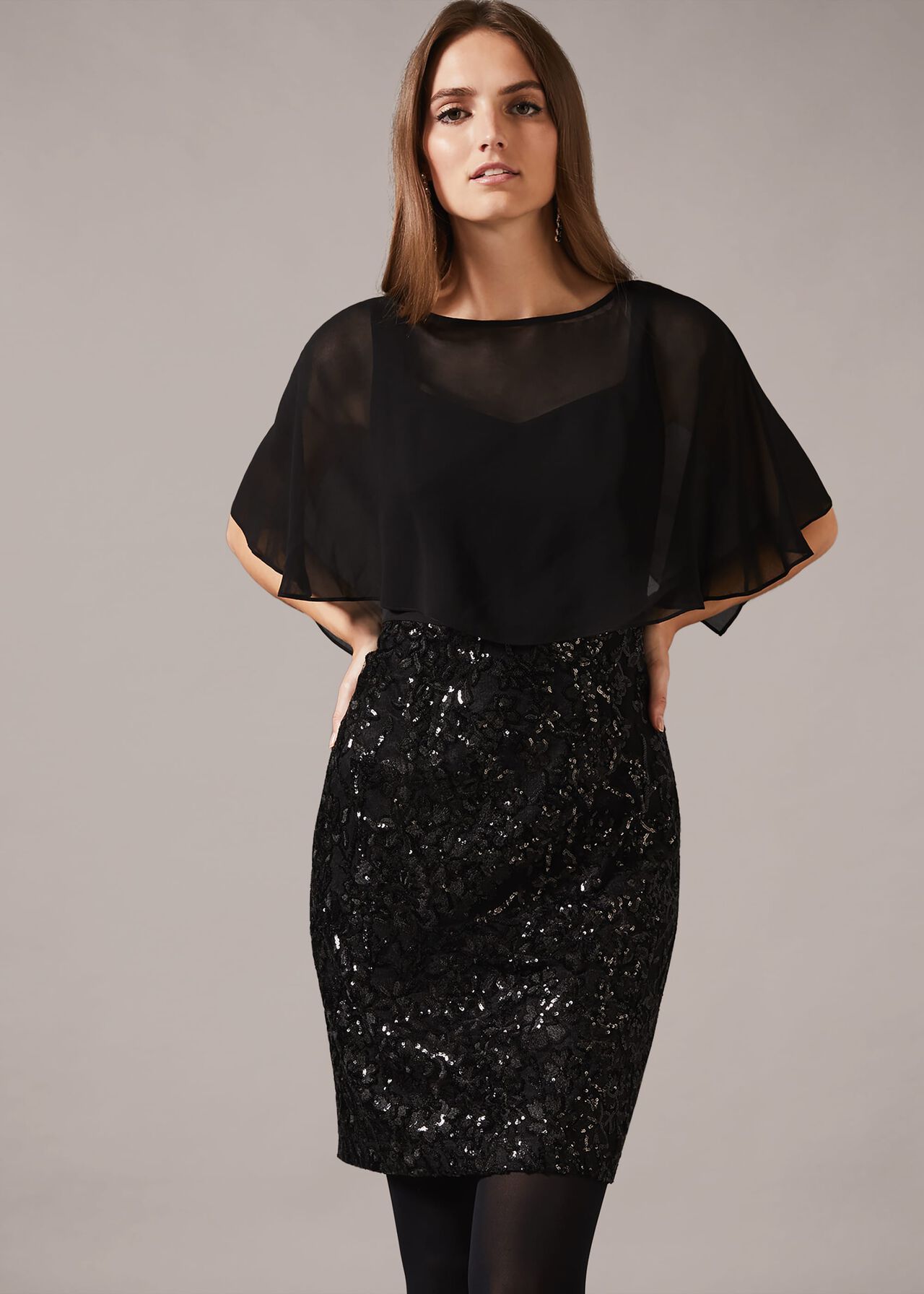 Marcy Sequin Skirt Dress | Phase Eight