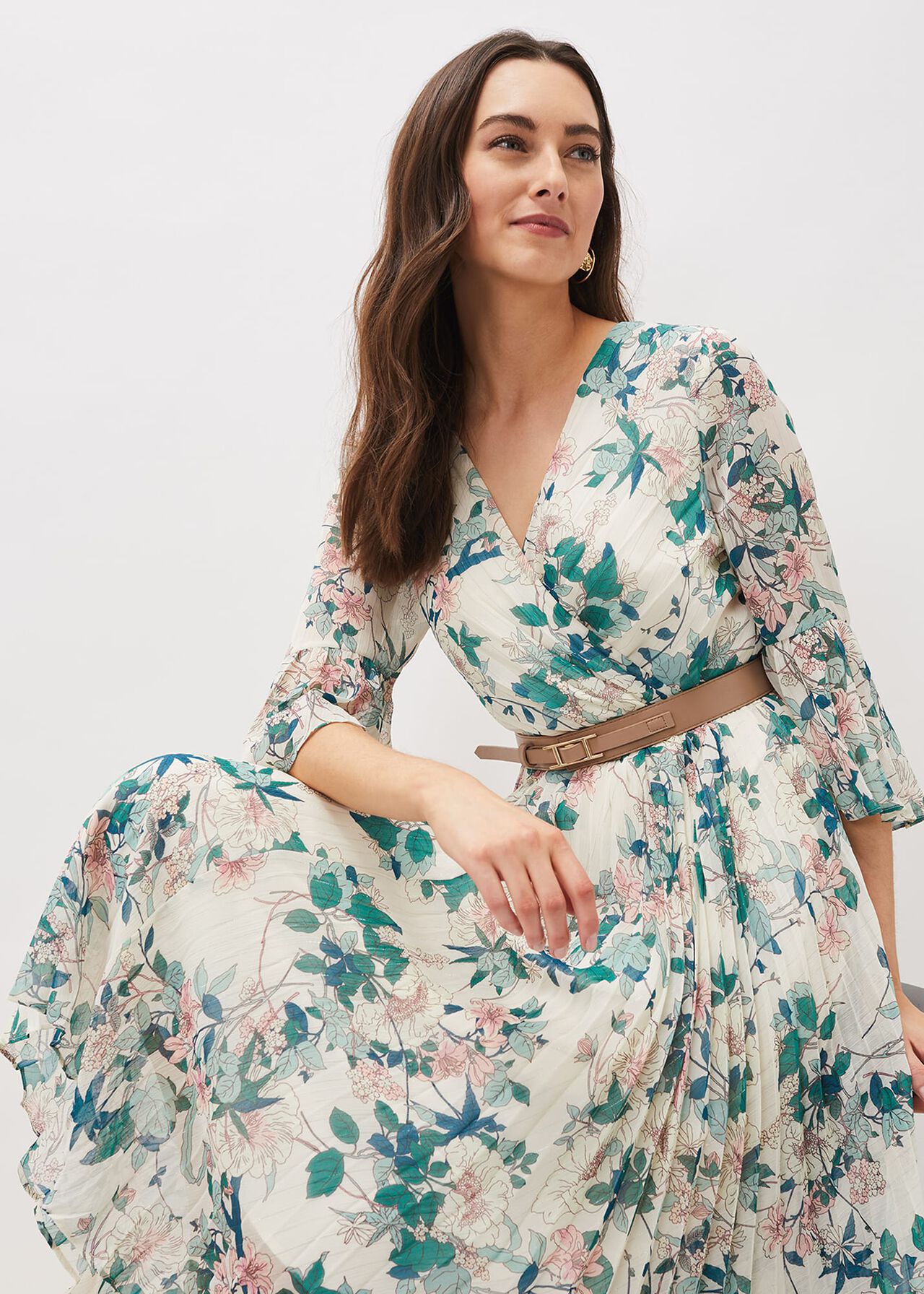 Dani Floral Pleated Midi Dress | Phase Eight