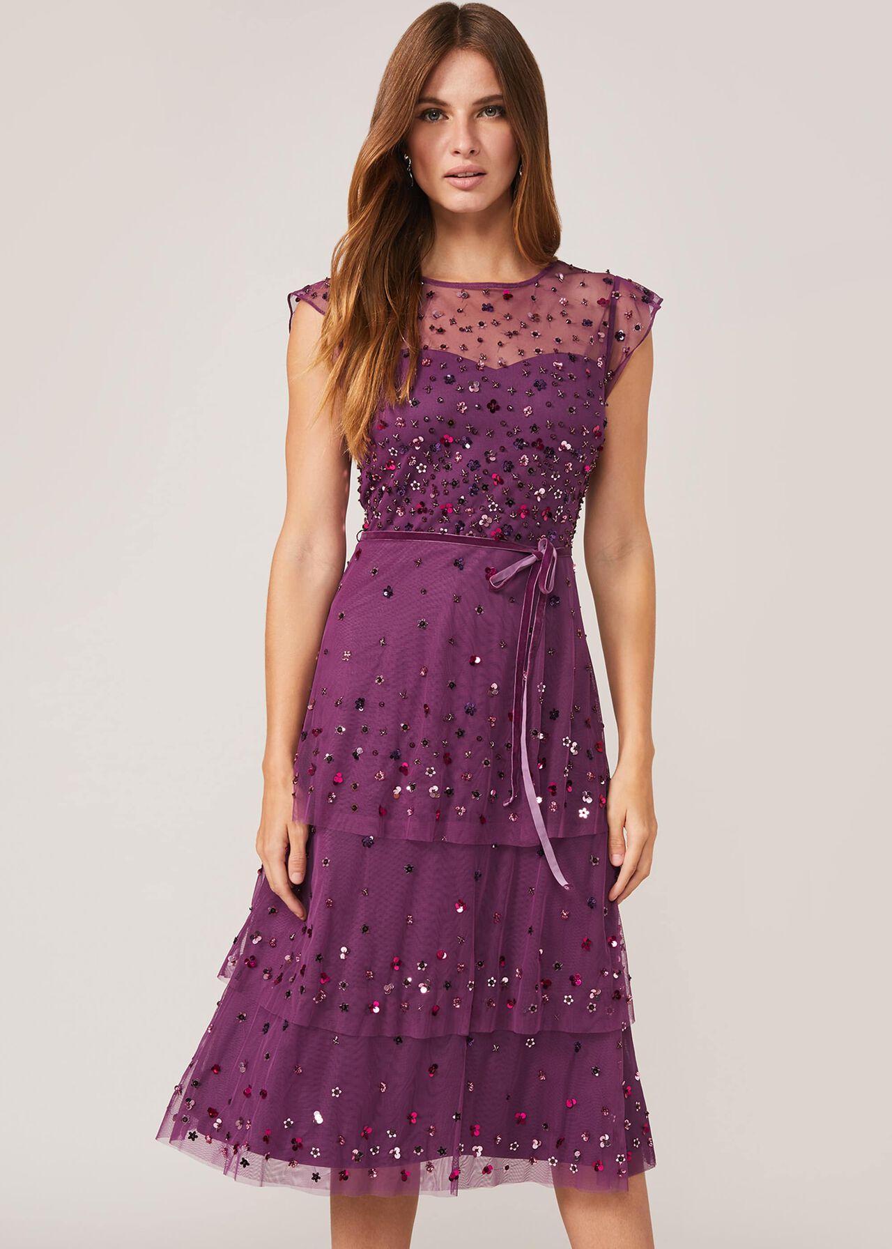 Cortine Embellished Tiered Dress | Phase Eight