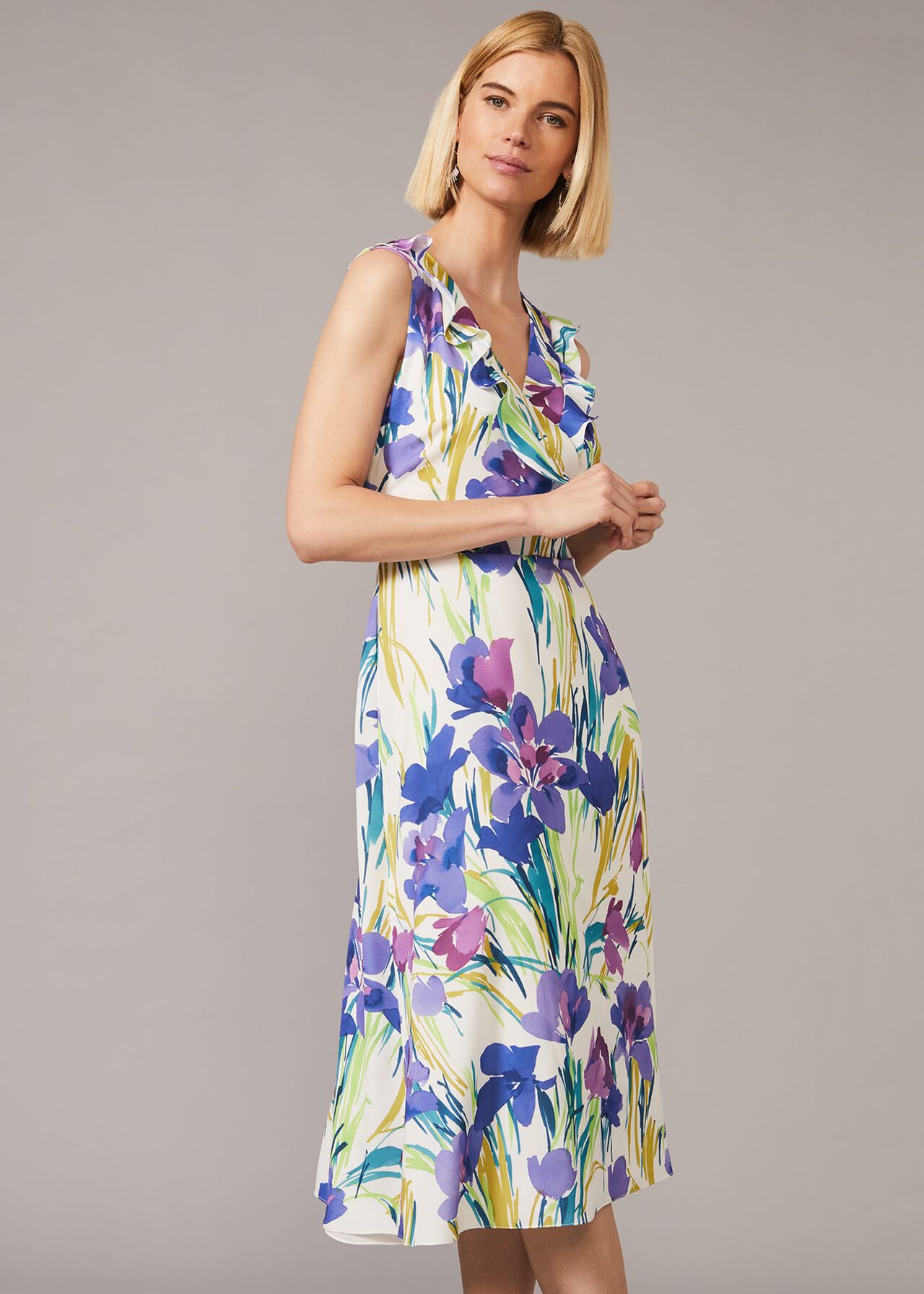 Mylen Floral Frill Dress | Phase Eight