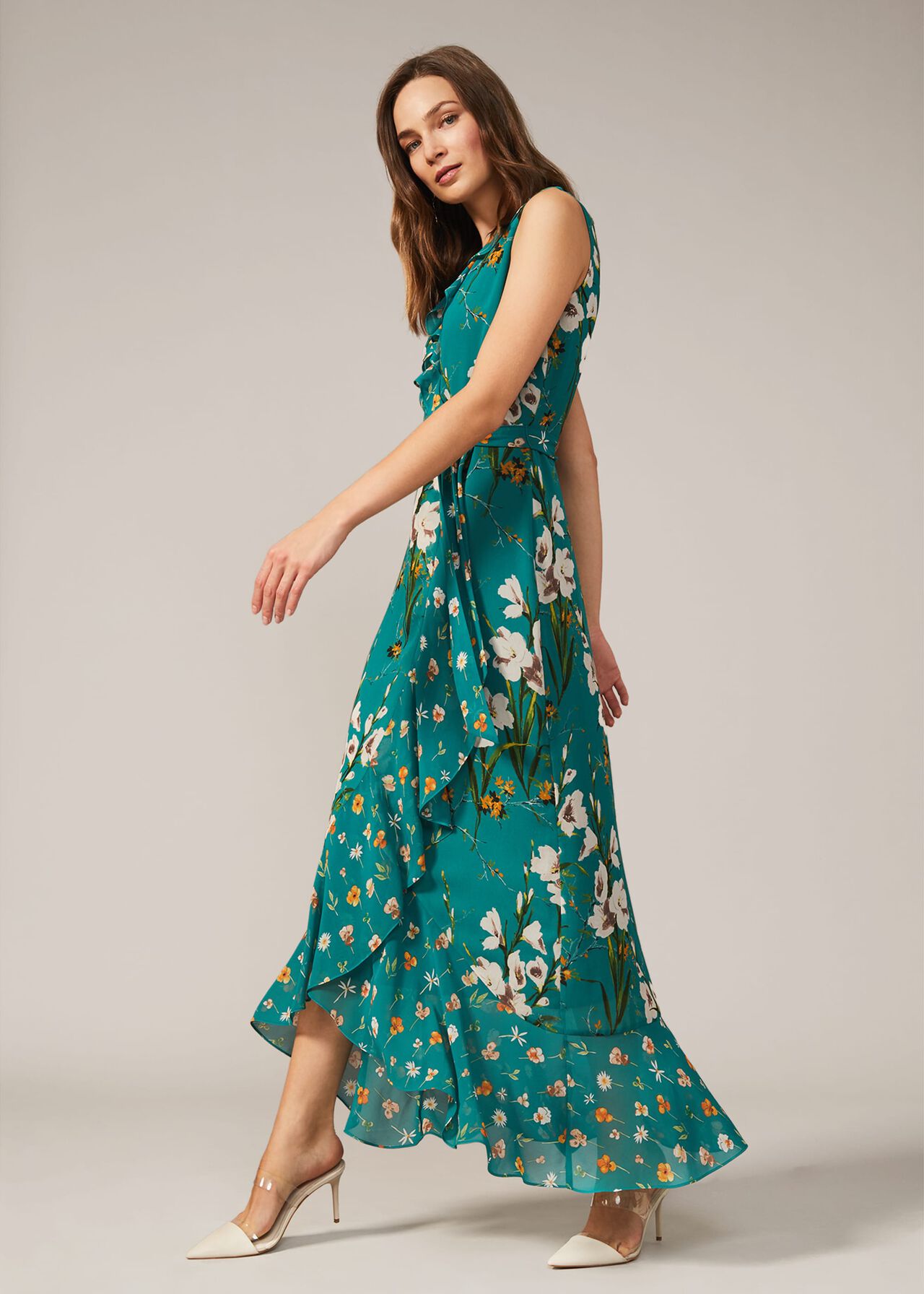 Sofia Floral Frill Maxi Dress