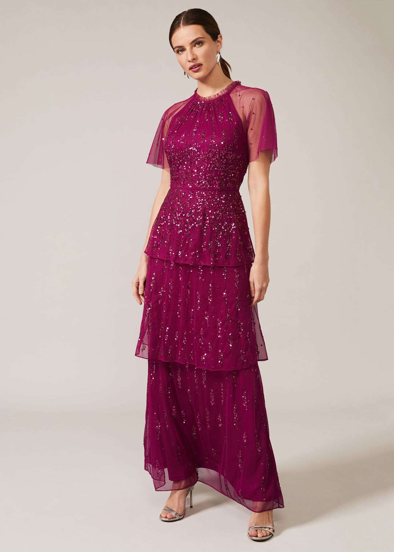 Liliana Tiered Embellished Dress | Phase Eight